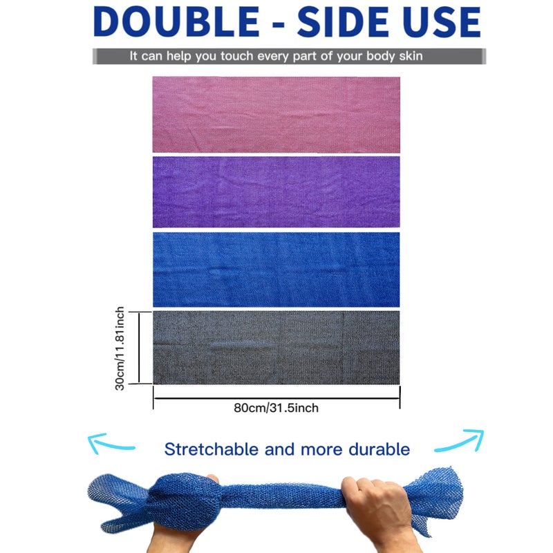 SPMKTBOZAI African Exfoliating Net, 4 Pieces African Net Sponge, Nylon African Bath Sponge Net, African Net Long Net Bath Sponge Shower Body Scrubber - Image 2